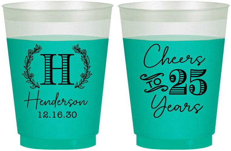 Custom Anniversary 16 oz Color Changing Frosted Cups - Cheers To 25 Years | 80002