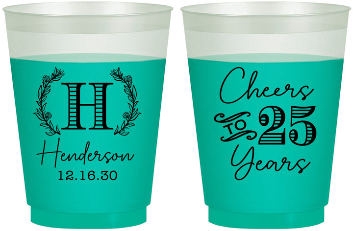 Custom Anniversary 16 oz Color Changing Frosted Cups - Cheers To 25 Years | 80002