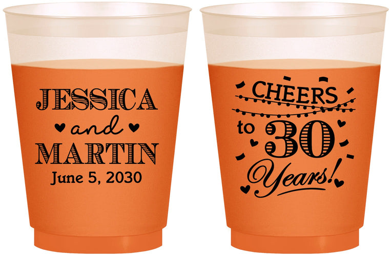 Custom Anniversary 16 oz Color Changing Frosted Cups - Cheers To 30 Years | 80003