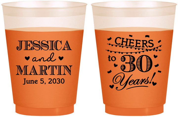 Custom Anniversary 16 oz Color Changing Frosted Cups - Cheers To 30 Years | 80003
