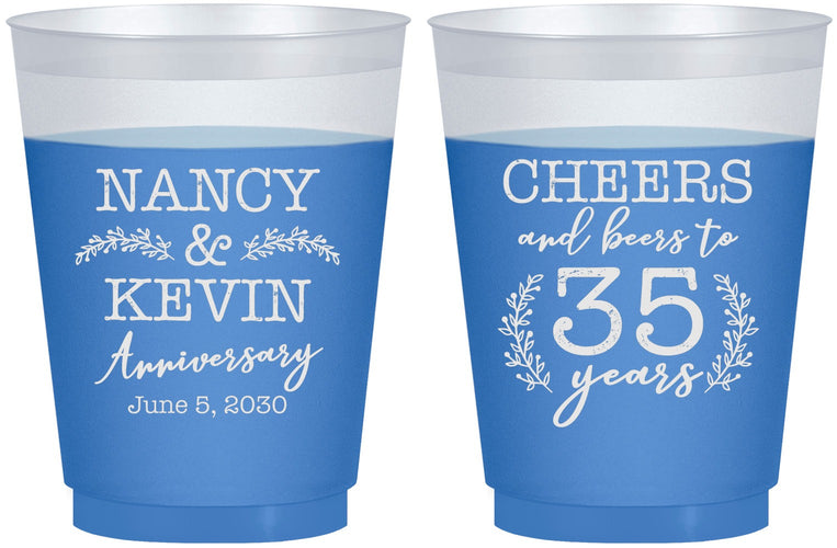 Custom Anniversary 16 oz Color Changing Frosted Cups - Cheers To 35 Years | 80004