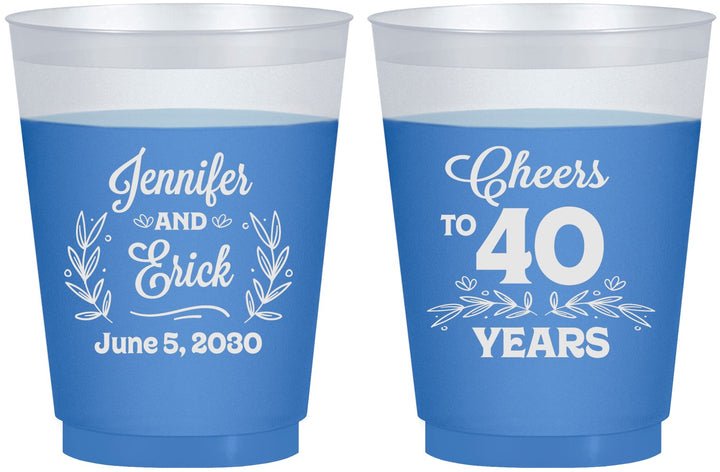 Custom Anniversary 16 oz Color Changing Frosted Cups - Cheers To 40 Years | 80005