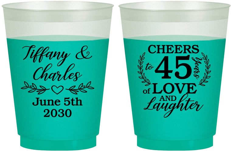 Custom Anniversary 16 oz Color Changing Frosted Cups - Cheers To 45 Years | 80006