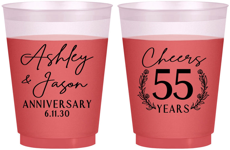 Custom Anniversary 16 oz Color Changing Frosted Cups - Cheers To 55 Years | 80008