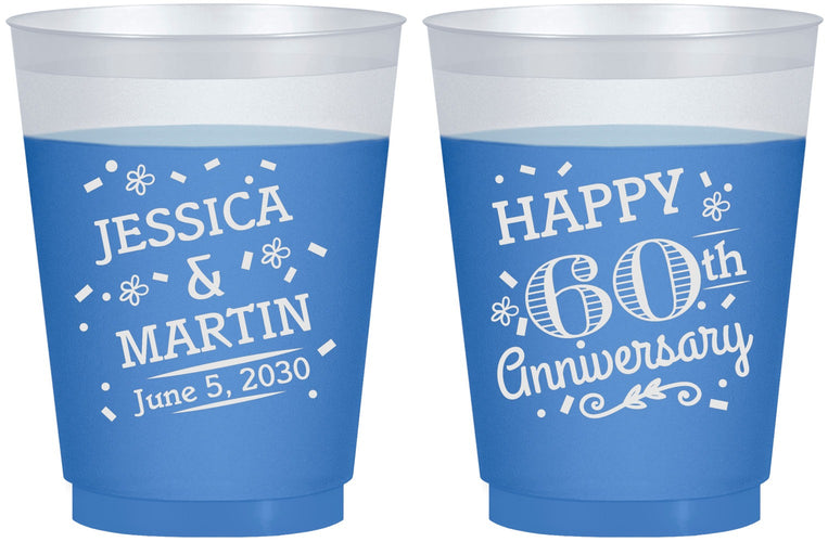 Custom Anniversary 16 oz Color Changing Frosted Cups - Cheers To 60 Years | 80009