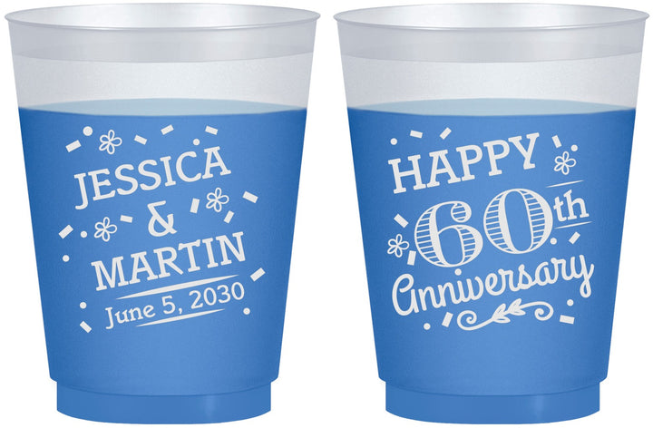 Custom Anniversary 16 oz Color Changing Frosted Cups - Cheers To 60 Years | 80009