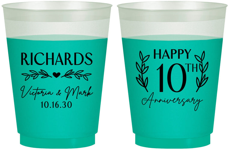 Custom Anniversary 16 oz Color Changing Frosted Cups - 10th Wedding | 80010