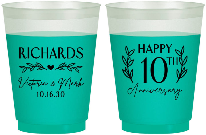 Custom Anniversary 16 oz Color Changing Frosted Cups - 10th Wedding | 80010