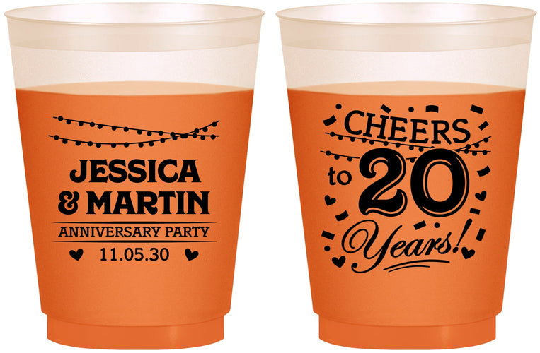 Custom Anniversary 16 oz Color Changing Frosted Cups - Cheers To 20 Years | 80011