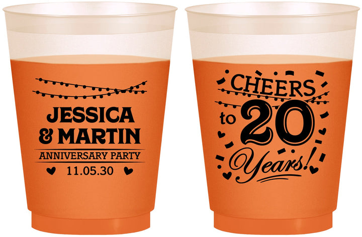 Custom Anniversary 16 oz Color Changing Frosted Cups - Cheers To 20 Years | 80011