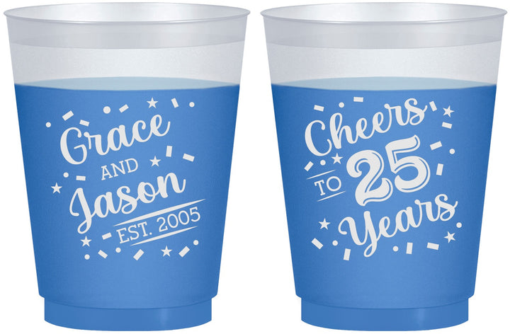 Custom Anniversary 16 oz Color Changing Frosted Cups - Cheers To 25 Years | 80012