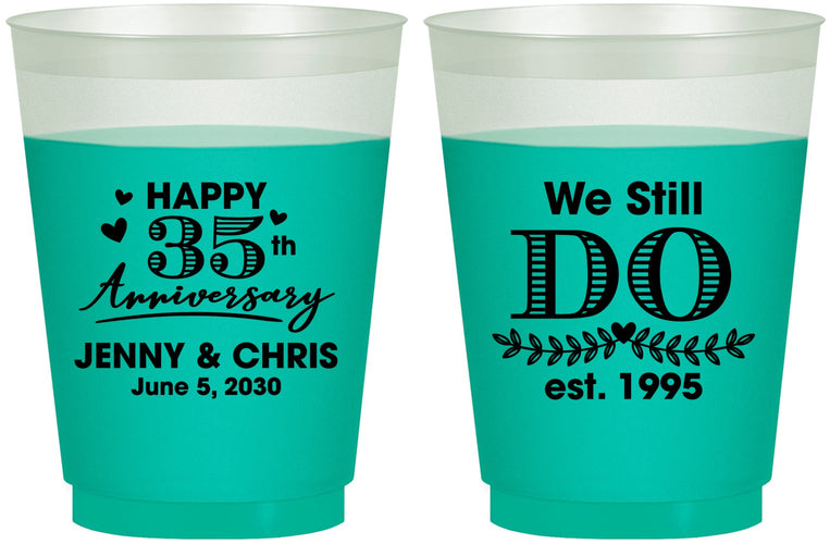 Custom Anniversary 16 oz Color Changing Frosted Cups - 35th Wedding | 80014