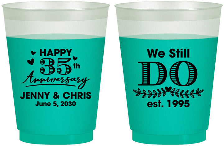 Custom Anniversary 16 oz Color Changing Frosted Cups - 35th Wedding | 80014