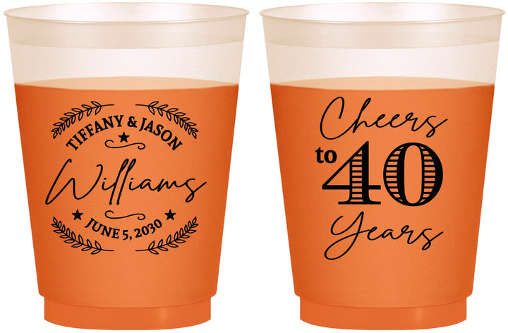 Custom Anniversary 16 oz Color Changing Frosted Cups - Cheers To 40 Years | 80015