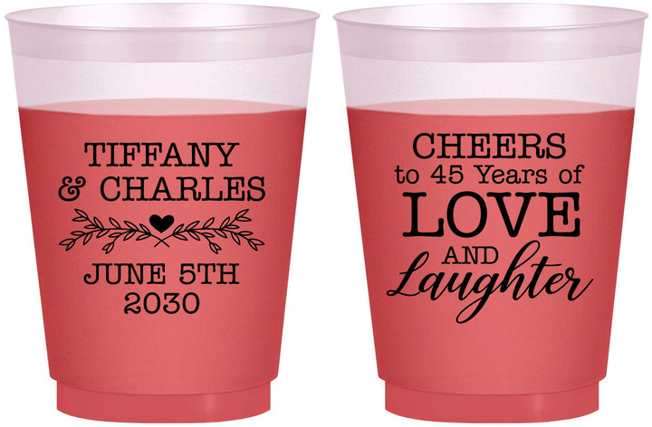 Custom Anniversary 16 oz Color Changing Frosted Cups - Cheers To 45 Years | 80016