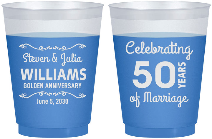 Custom Anniversary 16 oz Color Changing Frosted Cups - 50 Years Of Marriage | 80017