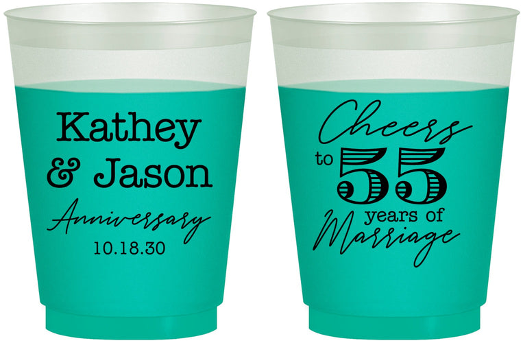 Custom Anniversary 16 oz Color Changing Frosted Cups - Cheers To 55 Years | 80018
