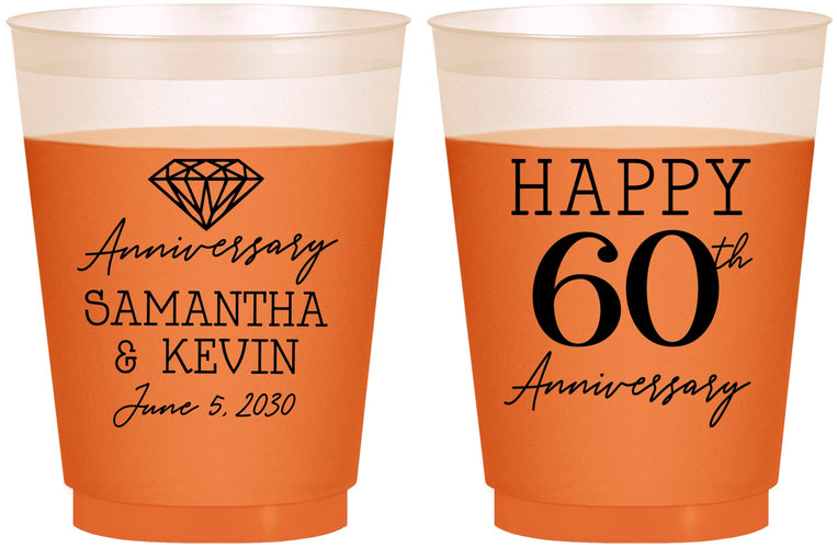 Custom Anniversary 16 oz Color Changing Frosted Cups - 60th Wedding | 80019