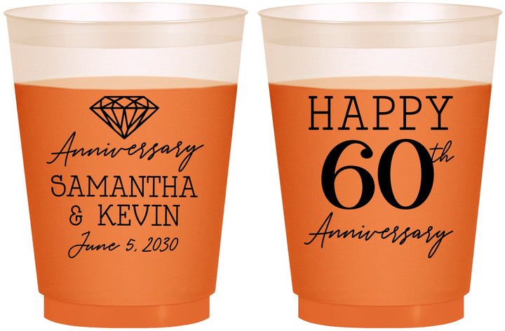 Custom Anniversary 16 oz Color Changing Frosted Cups - 60th Wedding | 80019