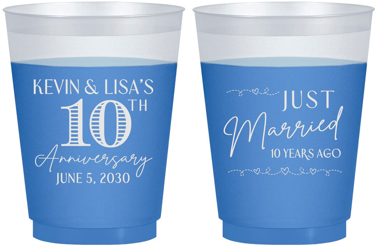Custom Anniversary 16 oz Color Changing Frosted Cups - 10 Years Down | 80020