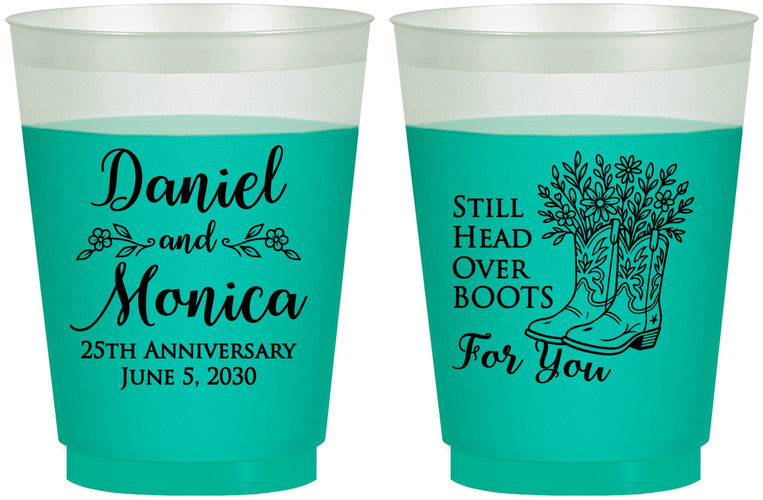 Custom Anniversary 16 oz Color Changing Frosted Cups - 25th Wedding | 80022