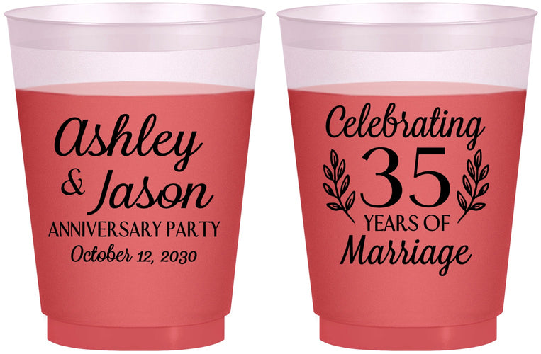 Custom Anniversary 16 oz Color Changing Frosted Cups - 35 Years Of Marriage | 80024