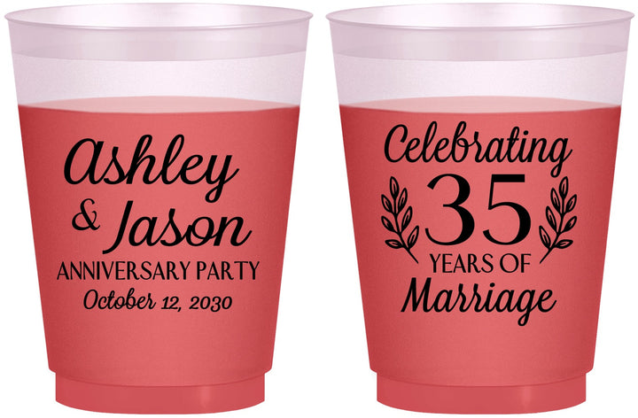 Custom Anniversary 16 oz Color Changing Frosted Cups - 35 Years Of Marriage | 80024