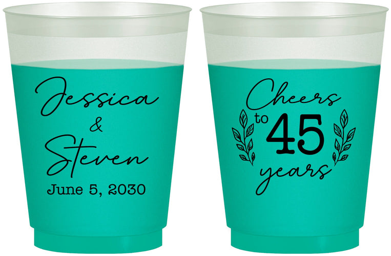 Custom Anniversary 16 oz Color Changing Frosted Cups - Cheers To 45 Years | 80026