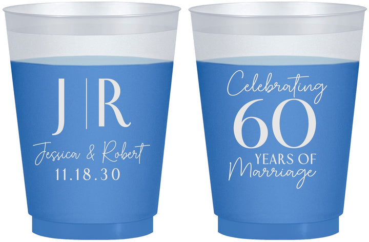 Custom Anniversary 16 oz Color Changing Frosted Cups - 60 Years Of Marriage | 80029
