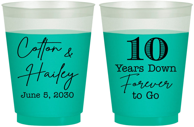 Custom Anniversary 16 oz Color Changing Frosted Cups - Just Married 10 Years Ago | 80030