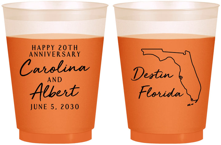 Custom Anniversary 16 oz Color Changing Frosted Cups - 20th Wedding | 80031