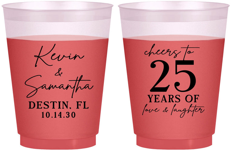Custom Anniversary 16 oz Color Changing Frosted Cups - 25 Years Of Marriage | 80032