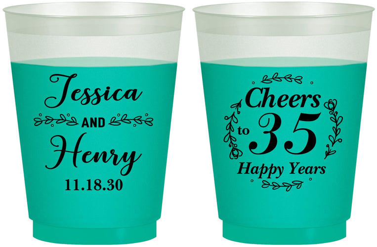 Custom Anniversary 16 oz Color Changing Frosted Cups - Cheers To 35 Years | 80034