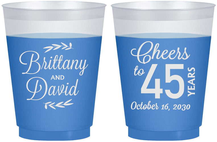Custom Anniversary 16 oz Color Changing Frosted Cups - Cheers To 45 Years | 80036