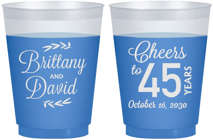 Custom Anniversary 16 oz Color Changing Frosted Cups - Cheers To 45 Years | 80036