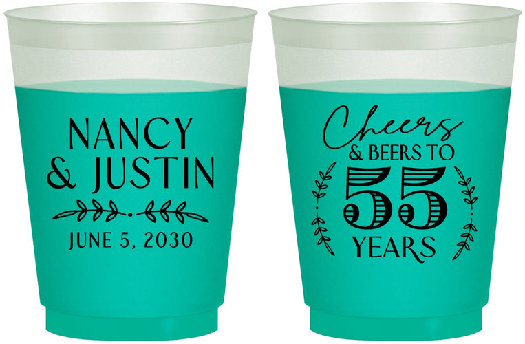 Custom Anniversary 16 oz Color Changing Frosted Cups - Cheers To 55 Years | 80038