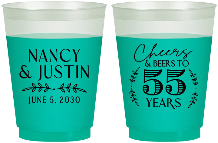 Custom Anniversary 16 oz Color Changing Frosted Cups - Cheers To 55 Years | 80038