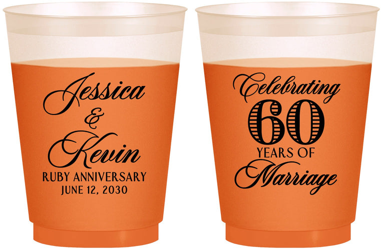 Custom Anniversary 16 oz Color Changing Frosted Cups - 60 Years Of Marriage | 80039