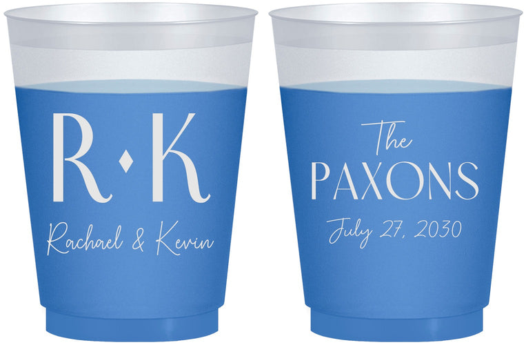 Custom Wedding 16 oz Color Changing Frosted Cups - Two Letter Monogram | 802