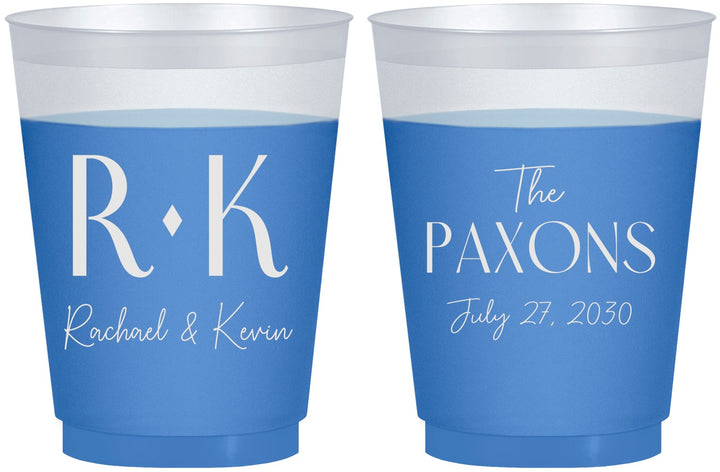 Custom Wedding 16 oz Color Changing Frosted Cups - Two Letter Monogram | 802