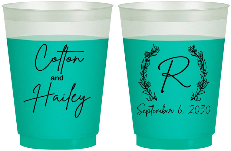 Custom Wedding 16 oz Color Changing Frosted Cups - Monogram | 803