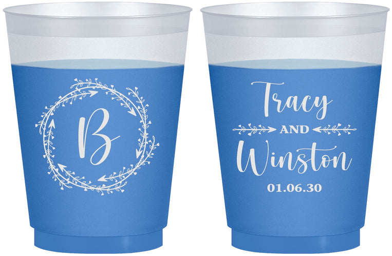 Custom Wedding 16 oz Color Changing Frosted Cups - Monogram | 804