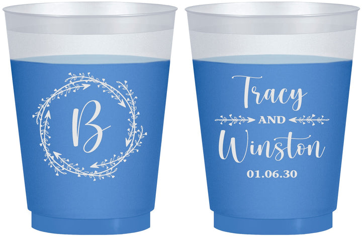 Custom Wedding 16 oz Color Changing Frosted Cups - Monogram | 804