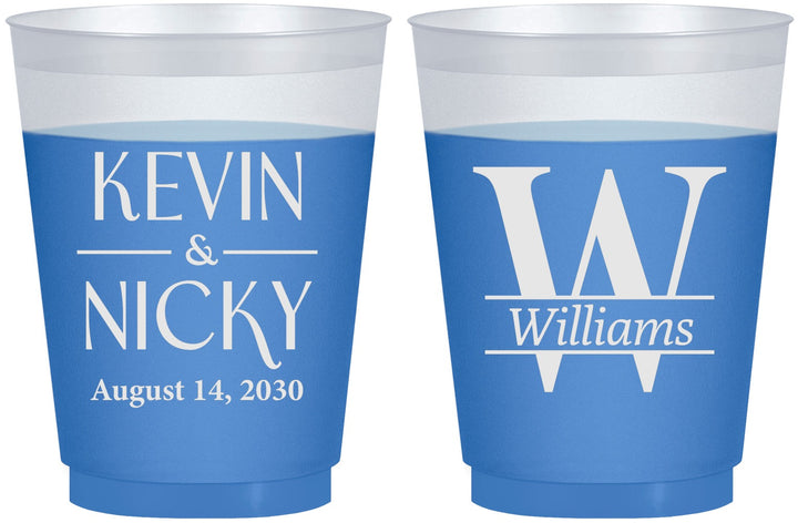 Custom Wedding 16 oz Color Changing Frosted Cups - Monogram | 806