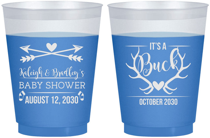 Custom Baby Shower 16 oz Color Changing Frosted Cups - It’s A Buck Antler | 90000