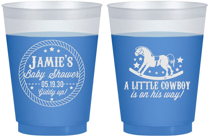 Custom Baby Shower 16 oz Color Changing Frosted Cups - Little Cowboy | 90003