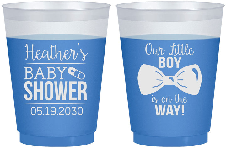 Custom Baby Shower 16 oz Color Changing Frosted Cups - Little Boy Is On The Way | 90005
