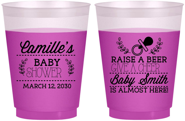 Custom Baby Shower 16 oz Color Changing Frosted Cups - Raise A Beer | 90008