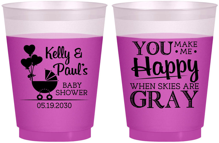 Custom Baby Shower 16 oz Color Changing Frosted Cups - You Make Me Happy | 90010
