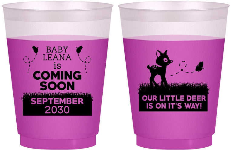 Custom Baby Shower 16 oz Color Changing Frosted Cups - Little Deer On The Way | 90011